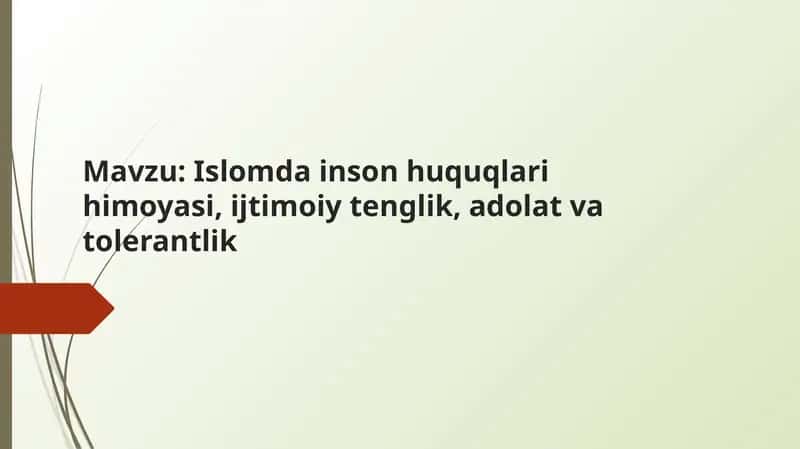 Islomda inson huquqlari himoyasi, ijtimoiy tenglik, adolat va tolerantlik 1