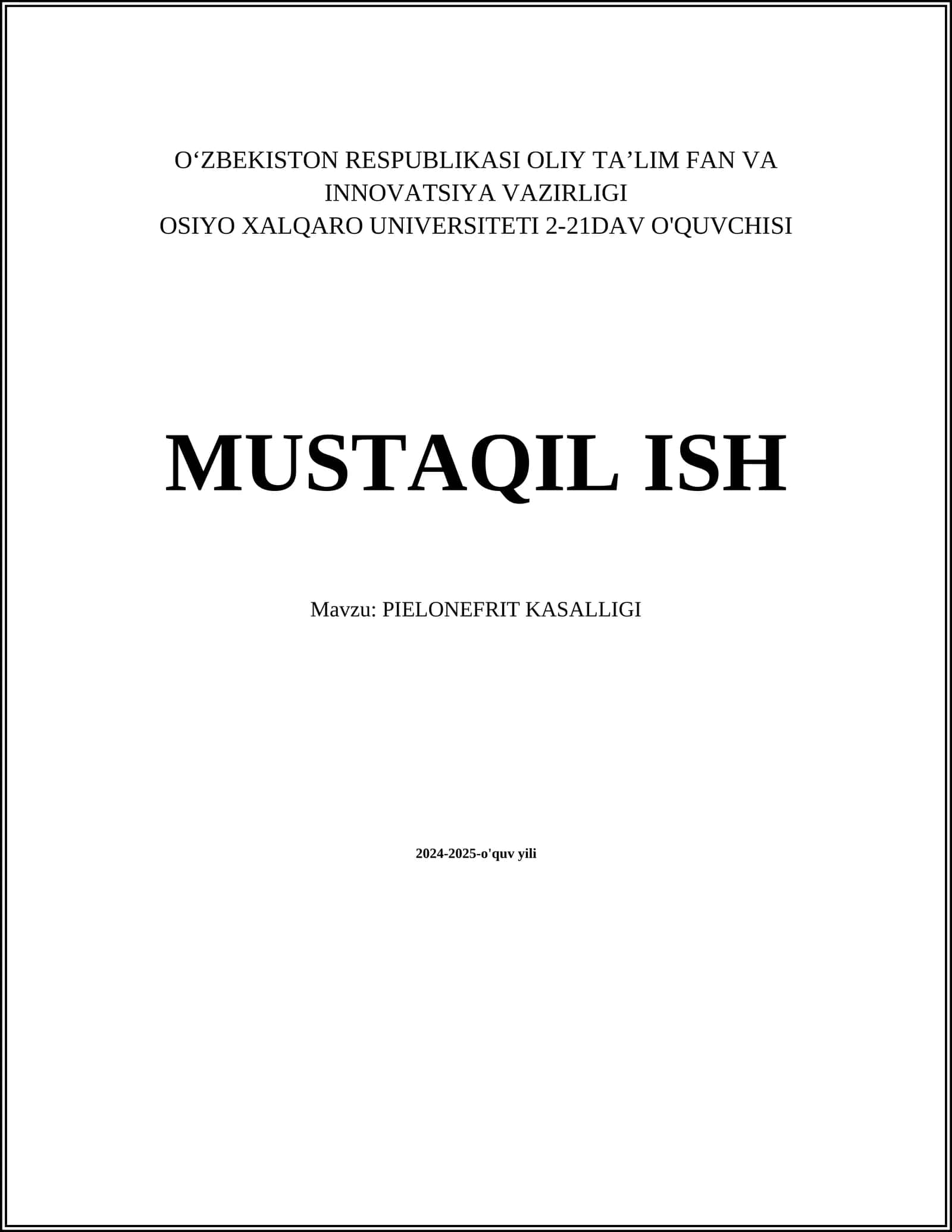 Piyelonefrit kasalligi 1