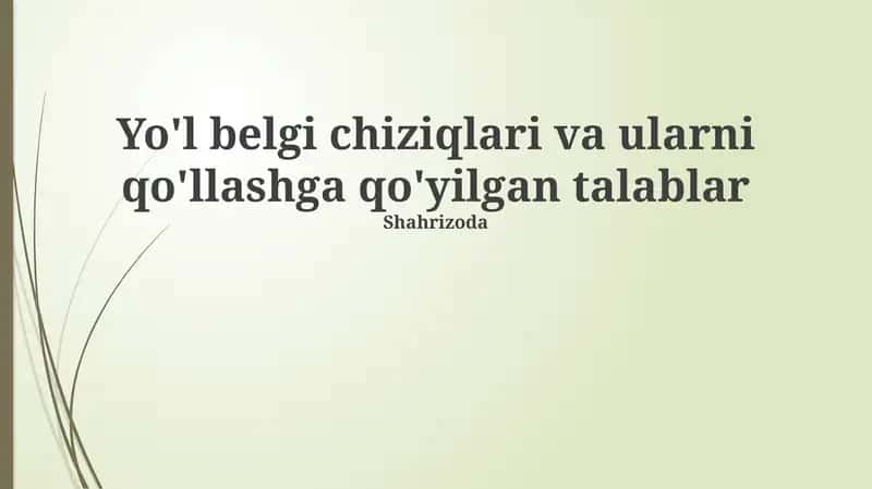 Yo'l belgi chiziqlari va ularni qo'llashga qo'yilgan talablar 1