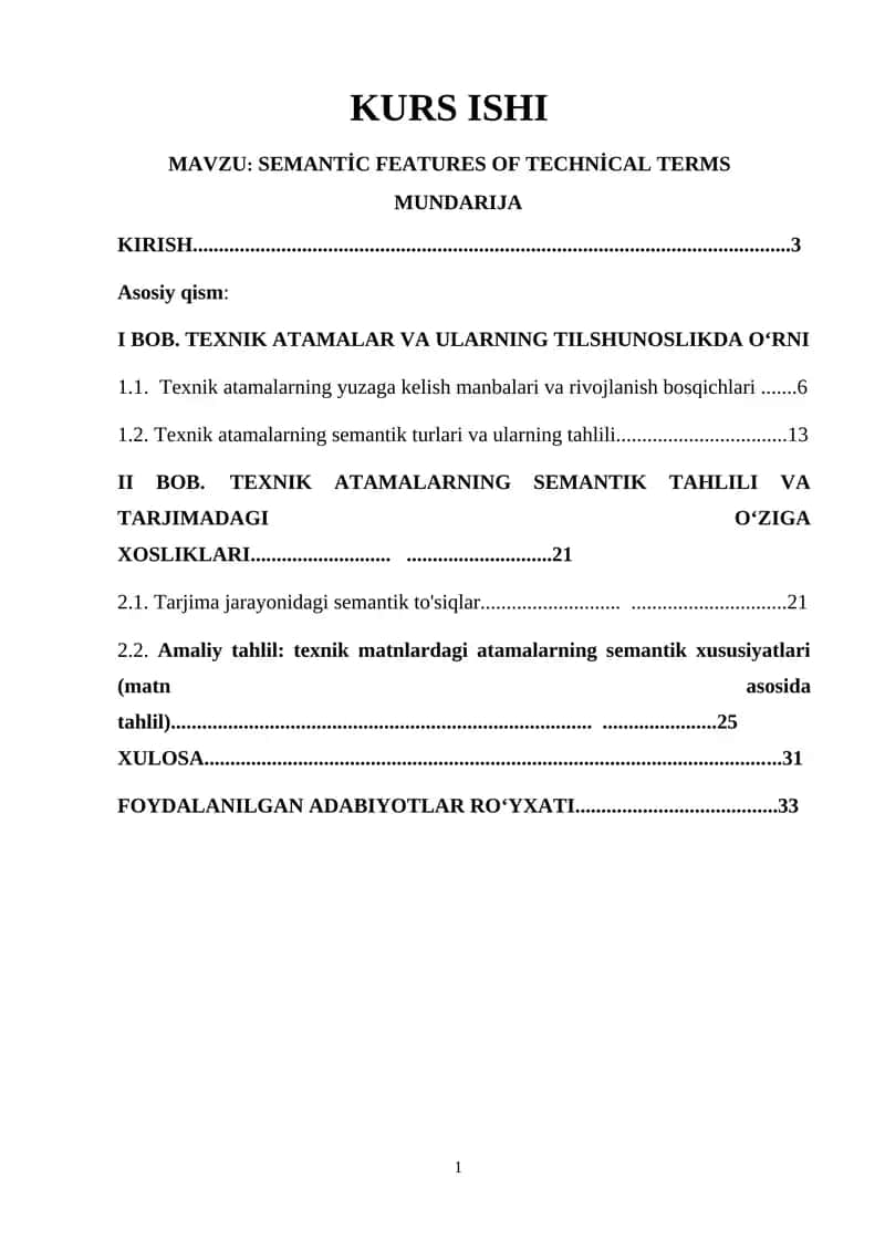 SEMANTİC FEATURES OF TECHNİCAL TERMS 1