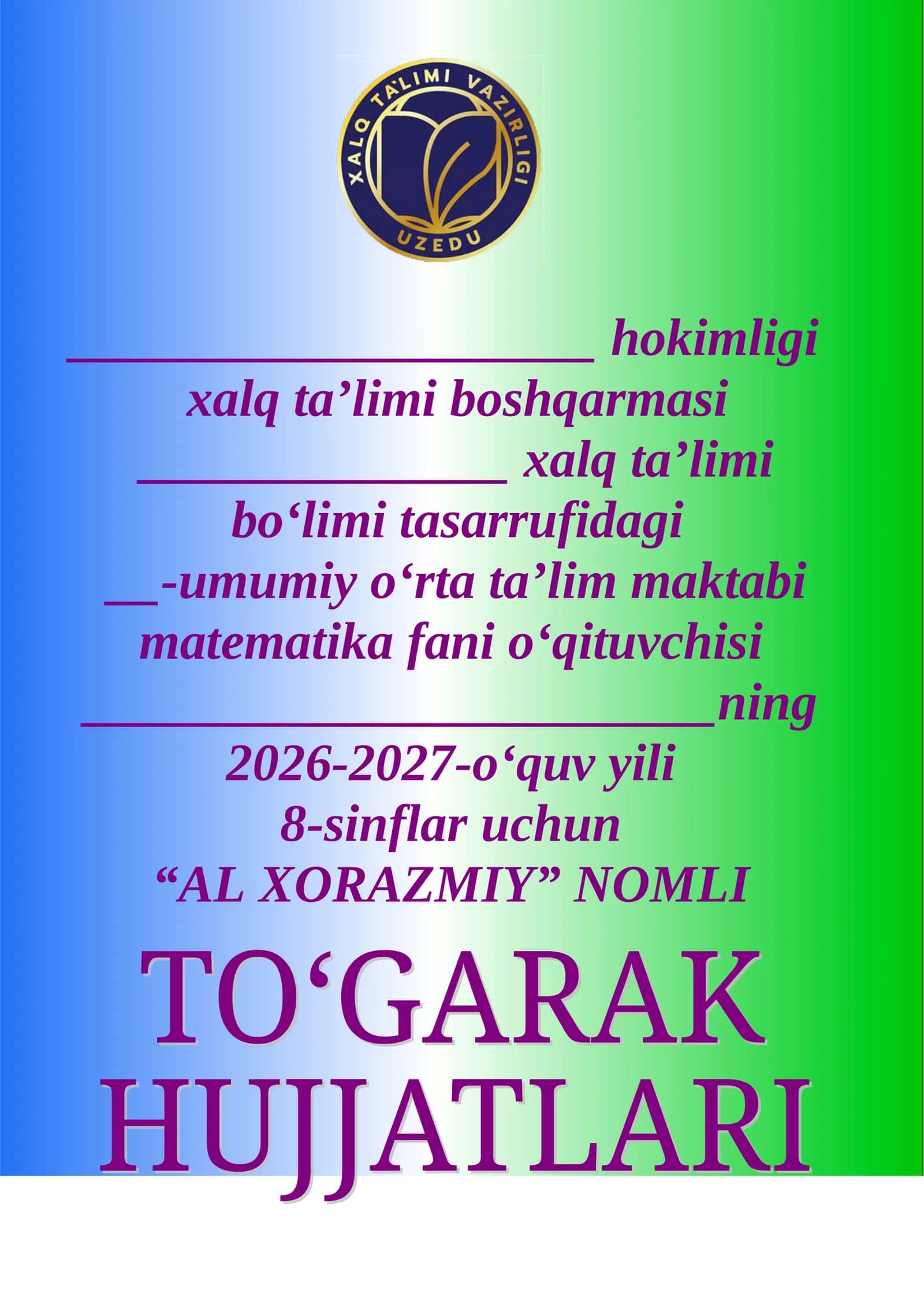 Matematika 8-sinf Al-Xorazmiy to'garak 34 soat. 1