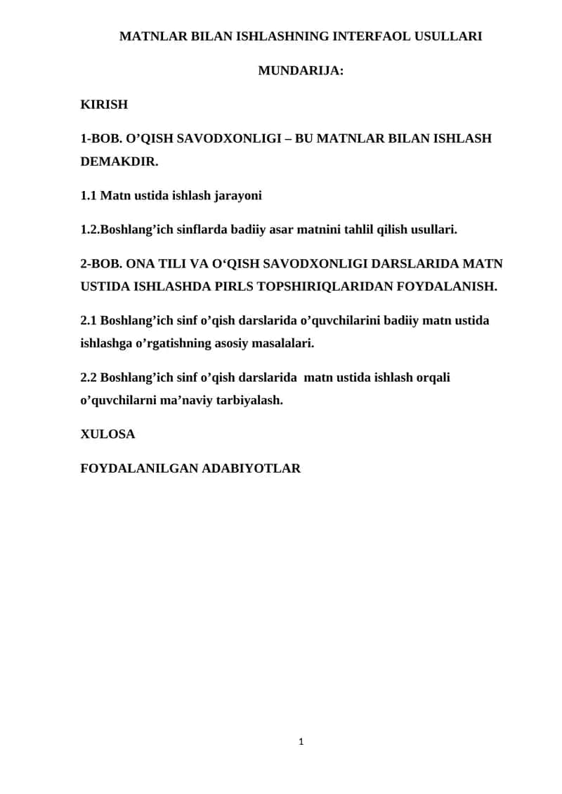 MATNLAR BILAN ISHLASHNING INTERFAOL USULLARI 1