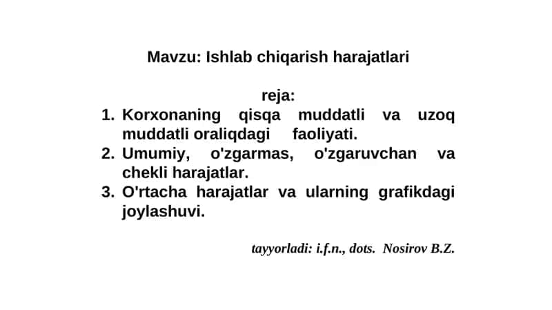 Ishlabchiqarish harajatlari 1