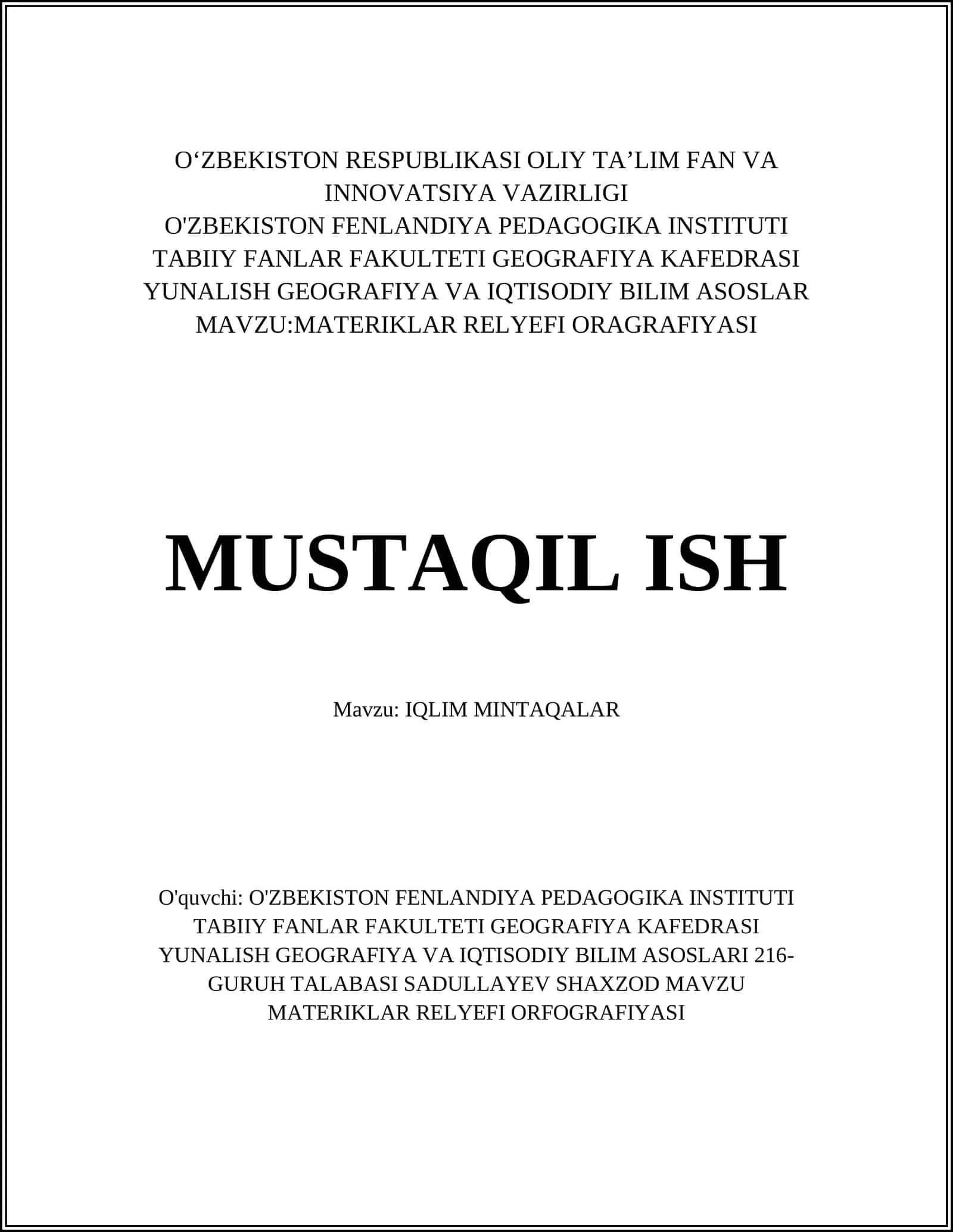 MATERIKLAR RELYEFI ORAGRAFIYASI 1
