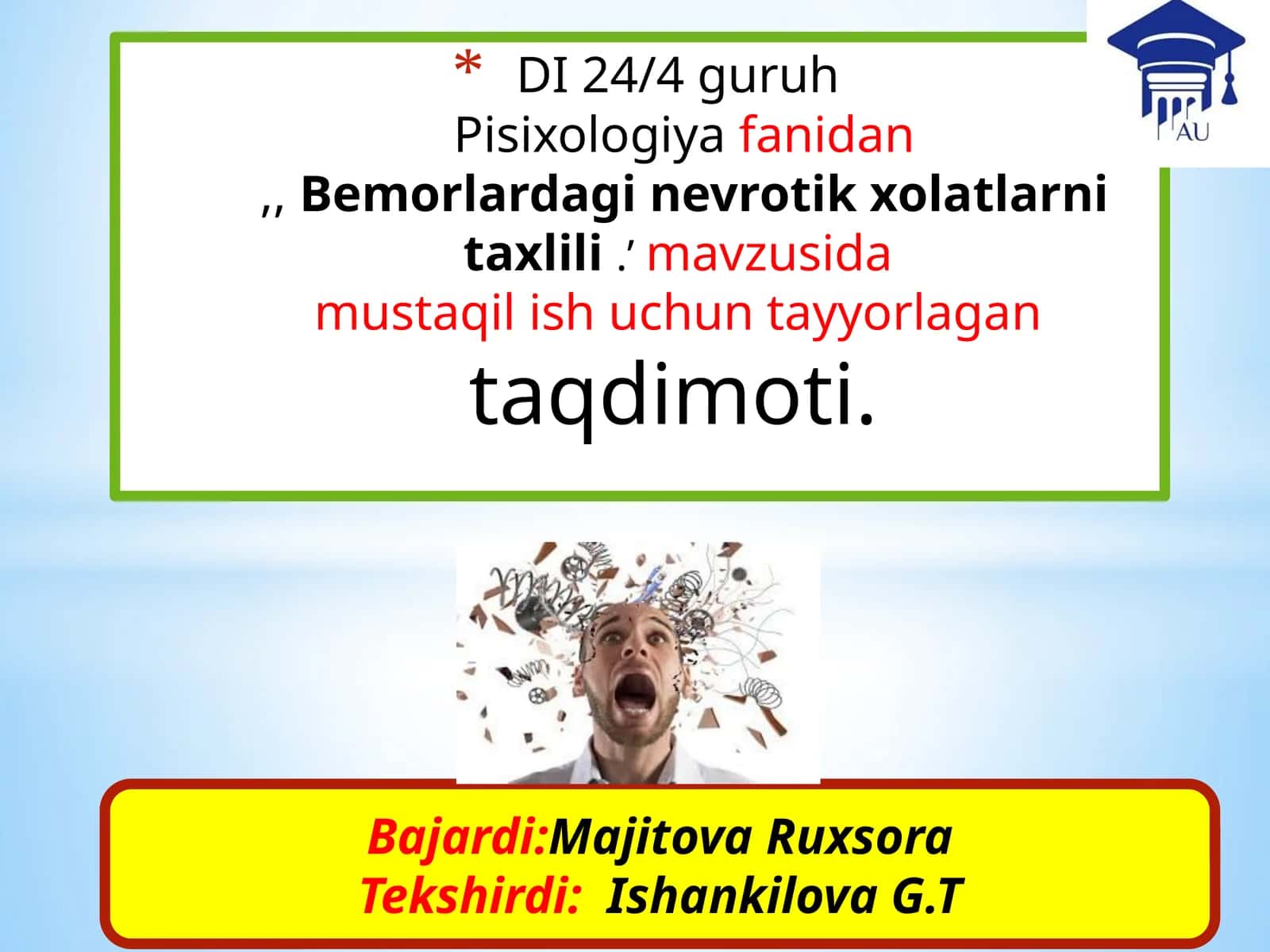 Bemorlardagi nevrotik xolatlar 1