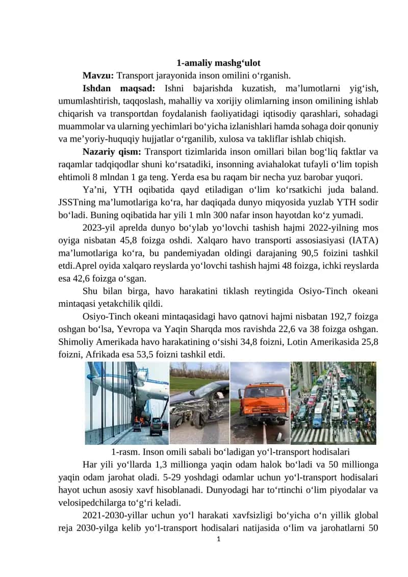 Transport jarayonida inson omilini o‘rganish 1