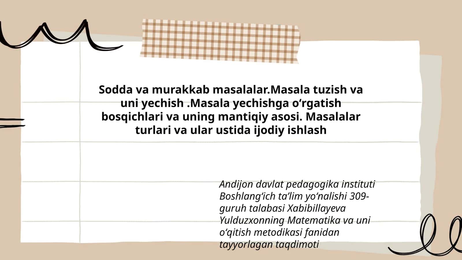 Matematika va uni oʻqitish metodikasi fanidan tayyorlagan taqdimoti 1