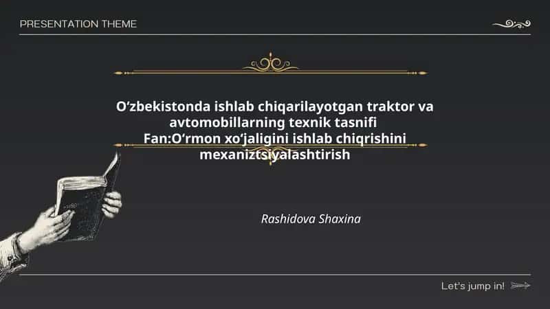 Oʻzbekistonda ishlab chiqarilayotgan traktor va avtomobillarning texnik tasnifi 1