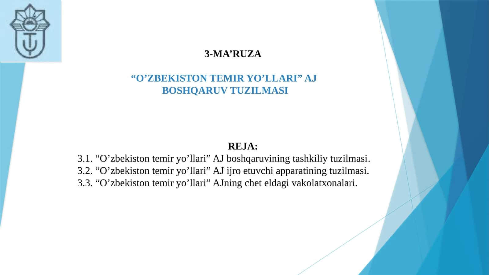 O'zbekiston Temir Yo'llari AJ Boshqaruv Tuzilmasi 1