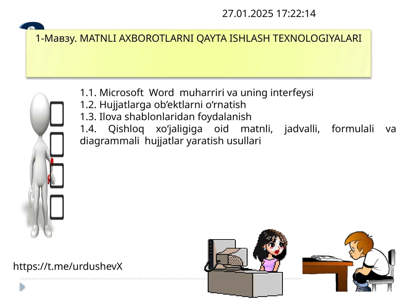 MATNLI AXBOROTLARNI QAYTA ISHLASH TEXNOLOGIYALARI 1