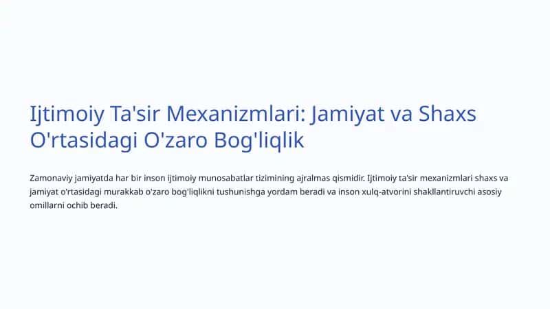 Ijtimoiy Ta'sir Mexanizmlari 1