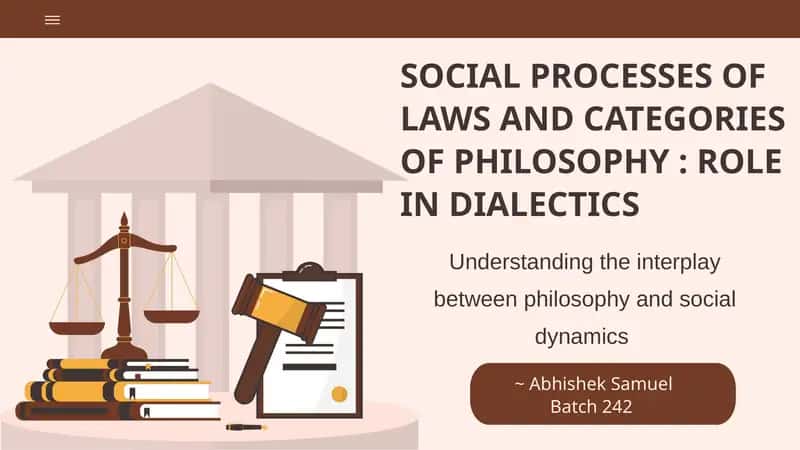 SOCIAL PROCESSES OF LAWS AND CATEGORIES OF PHILOSOPHY: ROLE IN DIALECTICS 1