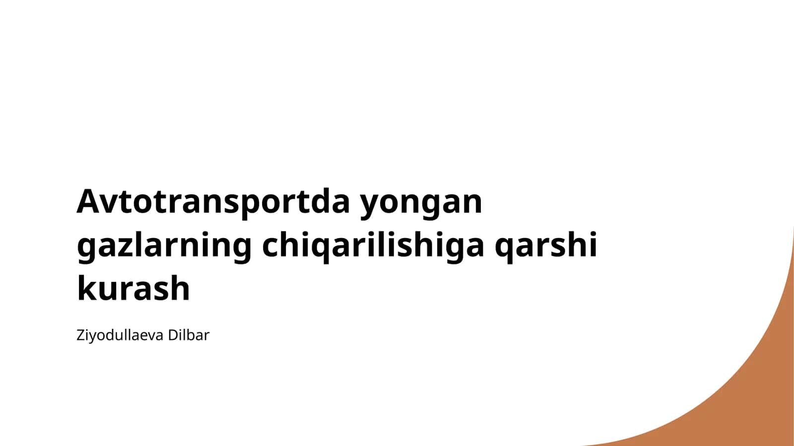 Avtotransportda yongan gazlarning chiqarilishiga qarshi kurash 1
