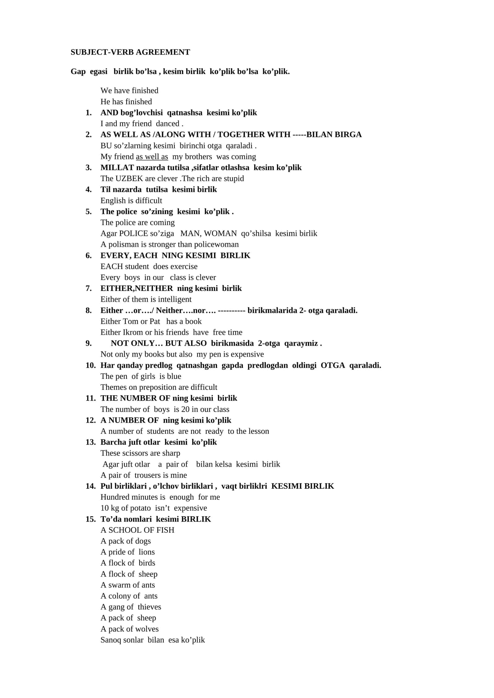 SUBJECT-VERB AGREEMENT 1
