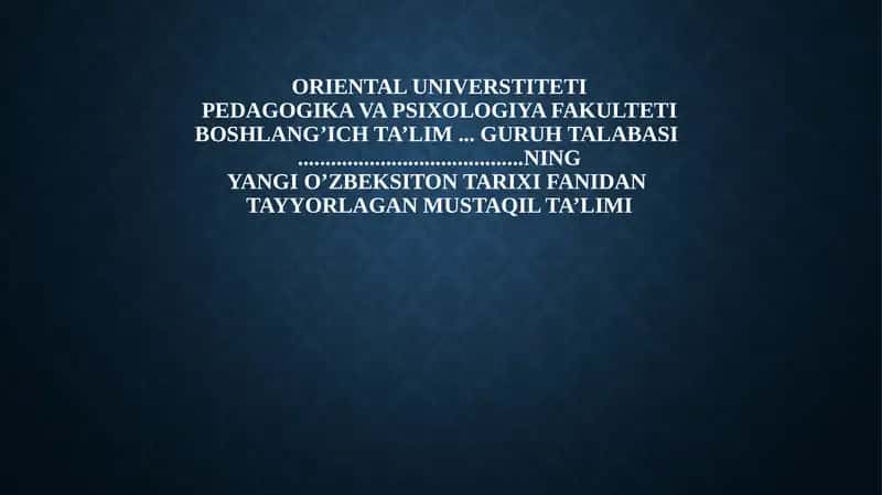O'zbekiston Mustaqilligi 1