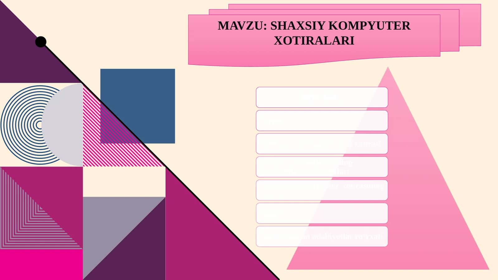 SHAXSIY KOMPYUTER XOTIRALARI 1