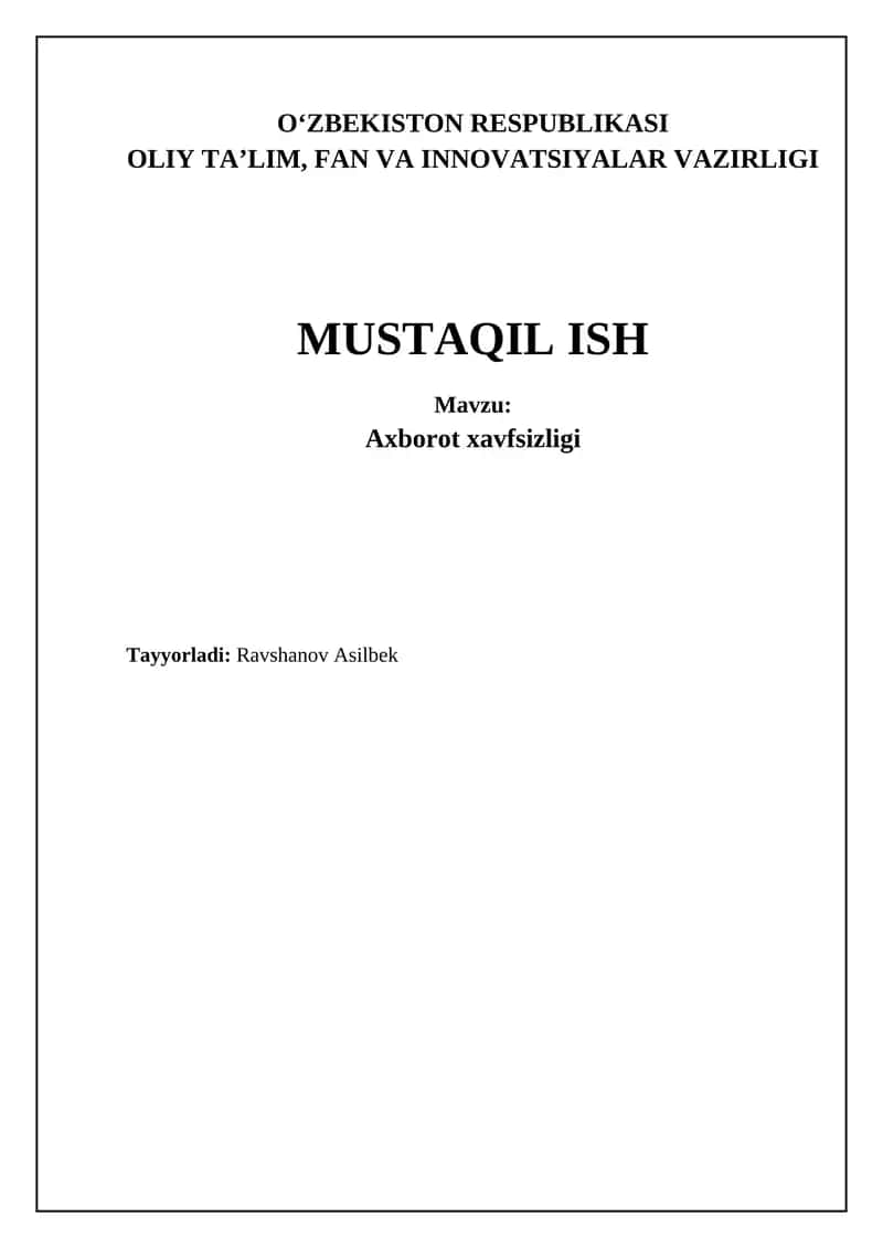 Axborot xavfsizligi 1