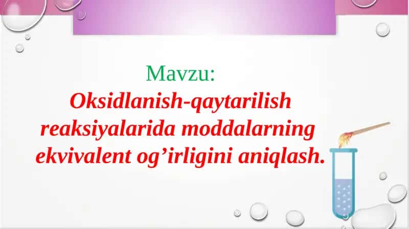 Oksidlanish-qaytarilish reaksiyalari 1
