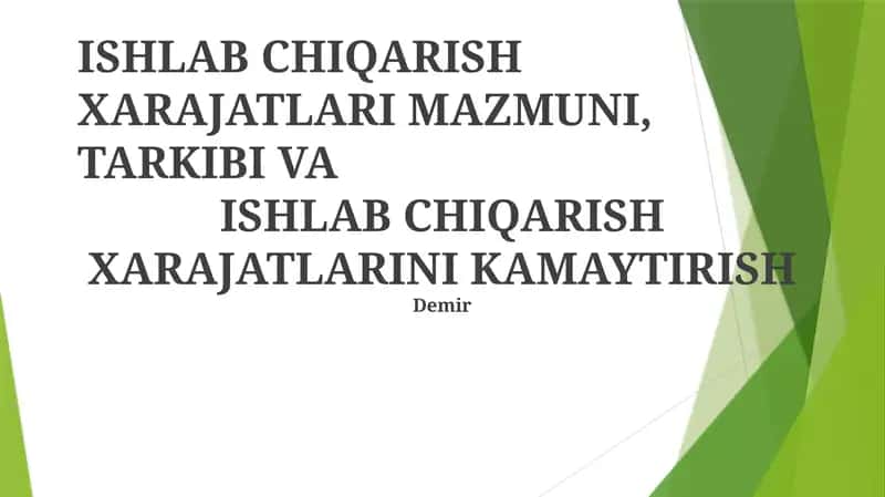 Ishlab chiqarish xarajatlari 1