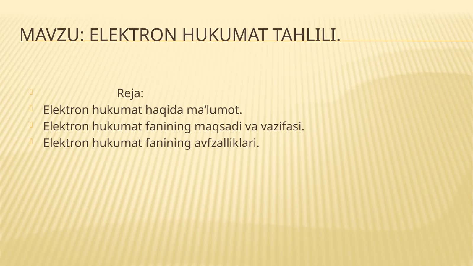 Elektron hukumat tahlili 1