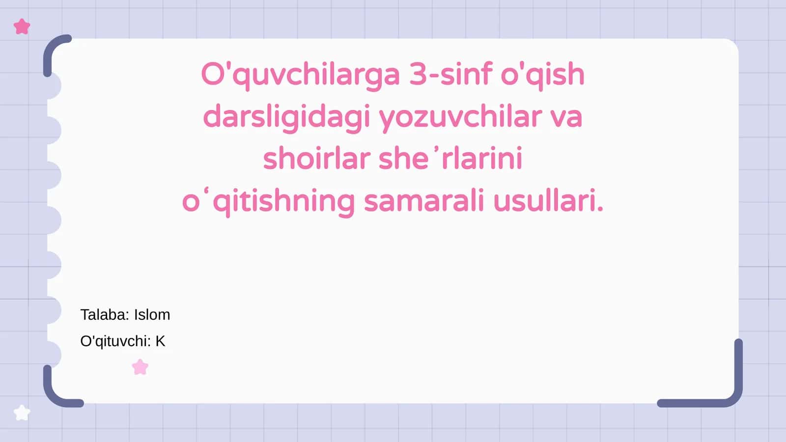3-sinf yozuvchilar va shoirlar sheʼrlari oʻqitish 1