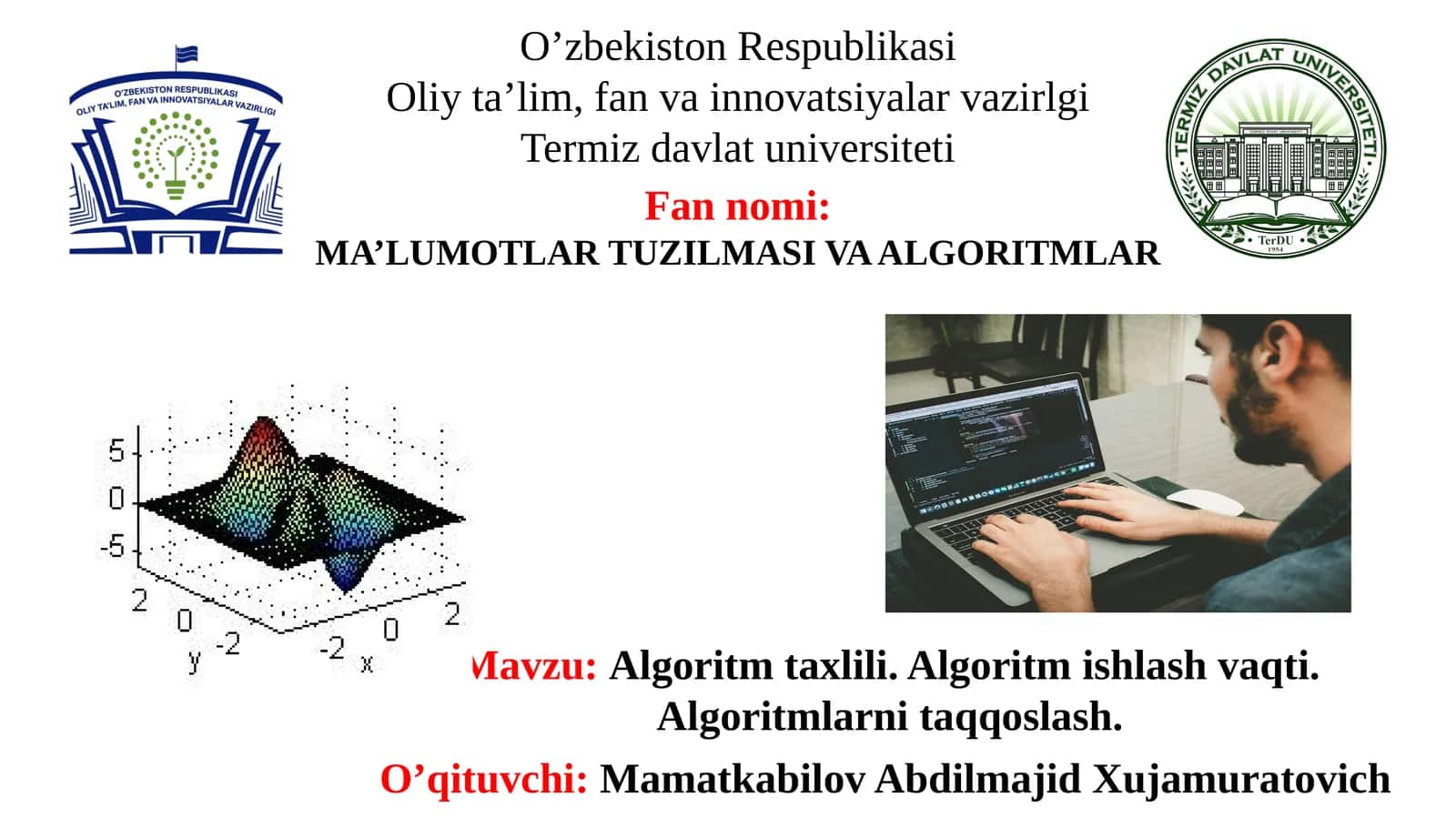 MA’LUMOTLAR TUZILMASI VA ALGORITMLAR 1