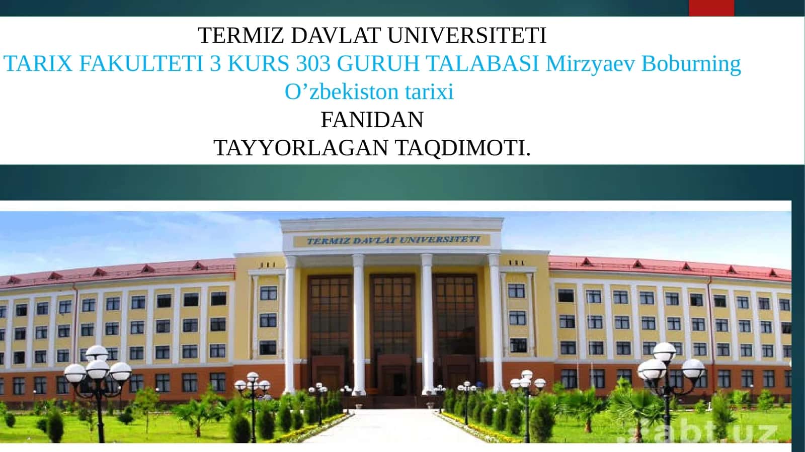 O'zbekiston tarixi fanidan ta'lim 1