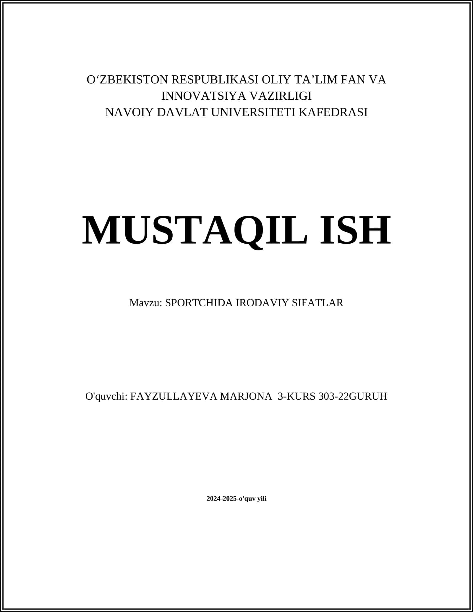 SPORTCHIDA IRODAVIY SIFATLAR 1