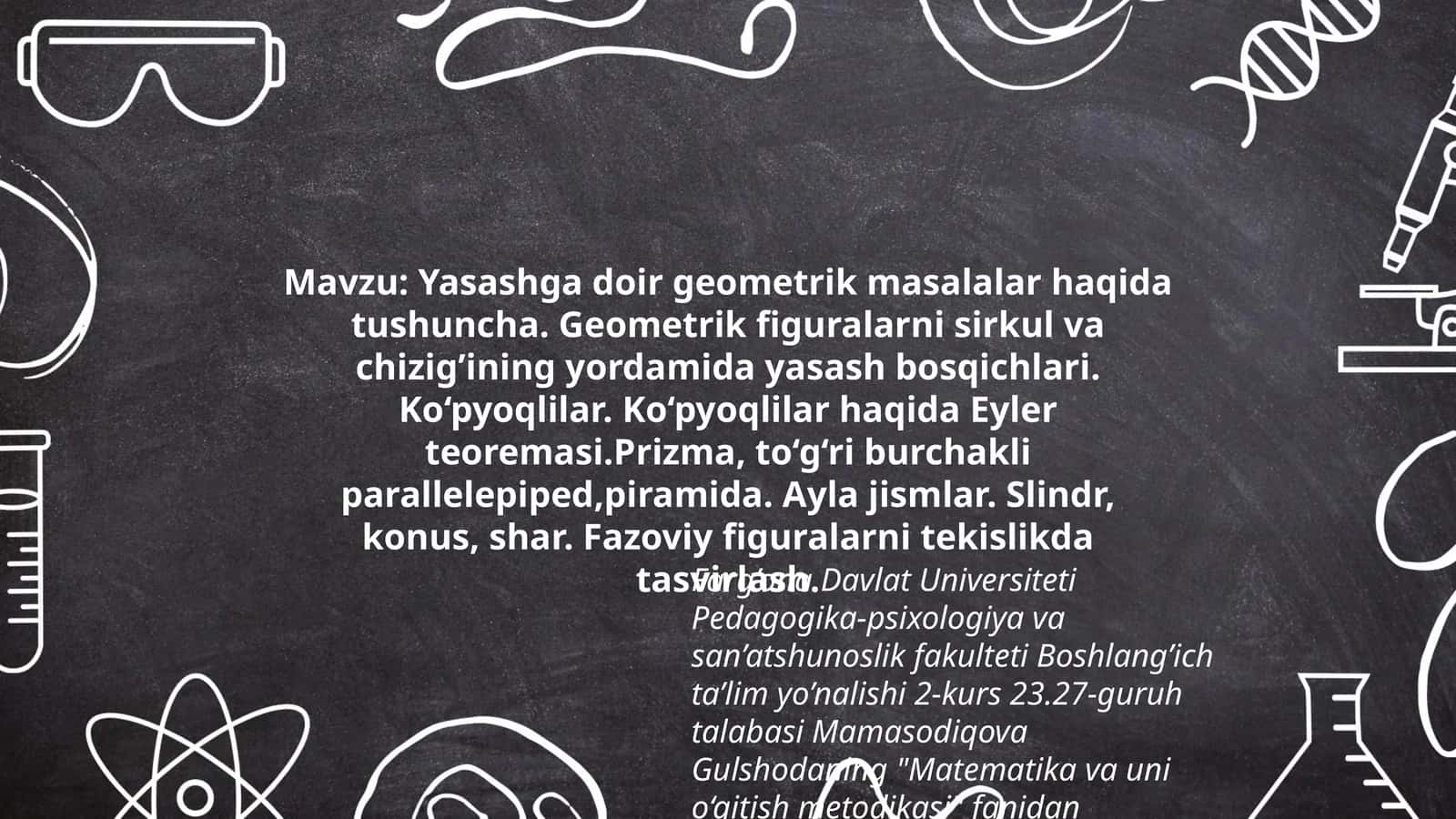 Matematika va uni o‘qitish metodikasi 1