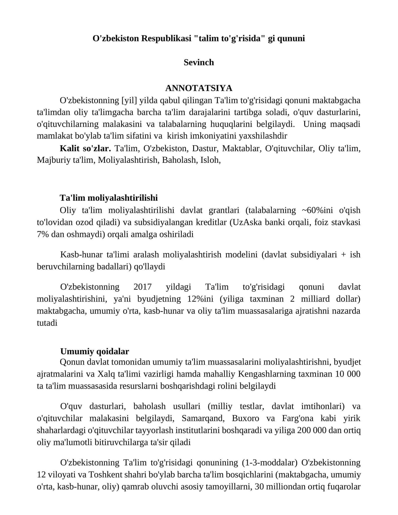 Ta'lim to'g'risidagi qonuni 1