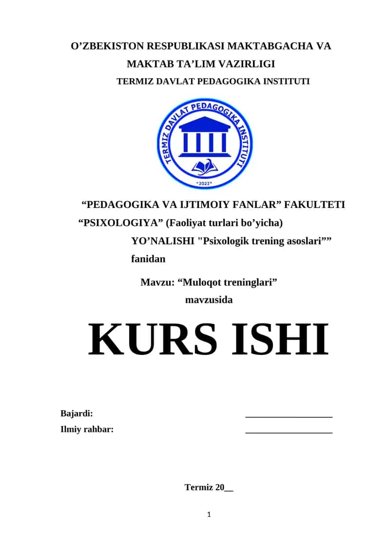 Muloqot treninglari 1