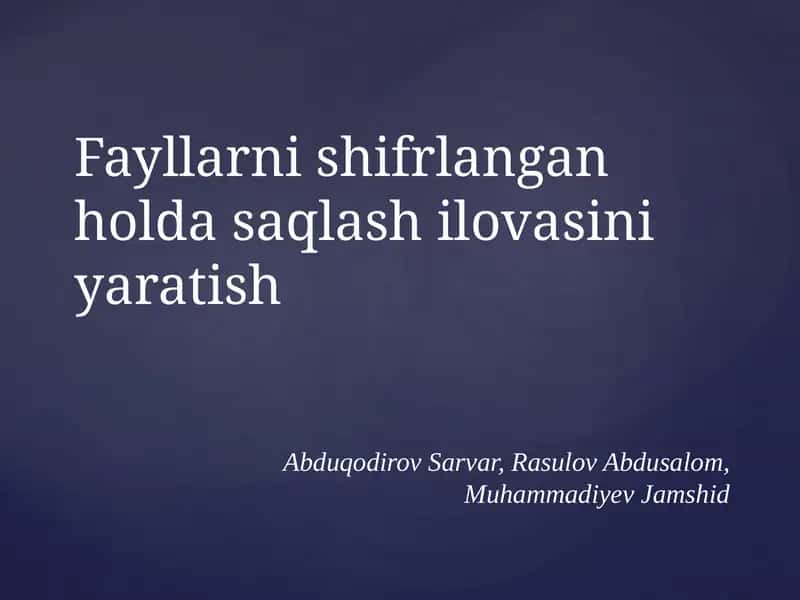 Shifrlash algoritmlari 1