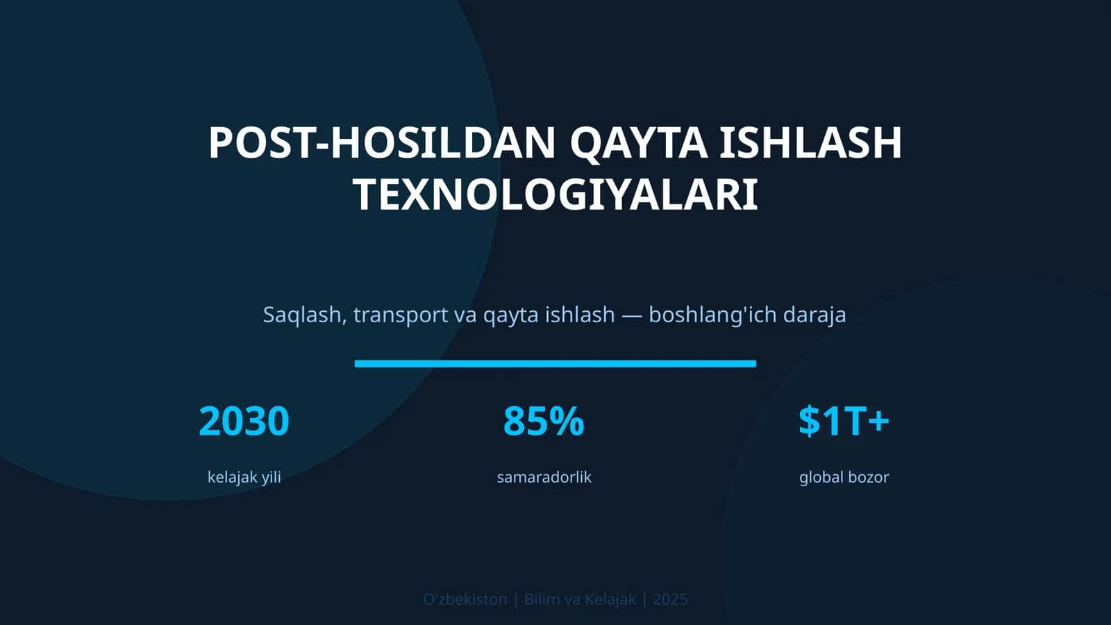 POST-HOSILDAN QAYTA ISHLASH TEXNOLOGIYALARI 1