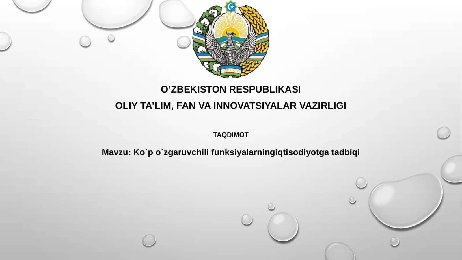 Ko`p o`zgaruvchilifunksiyalarningiqtisodiyotgatadbiqi 1