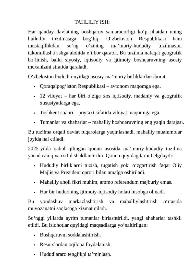 Hududiy Tuzilma