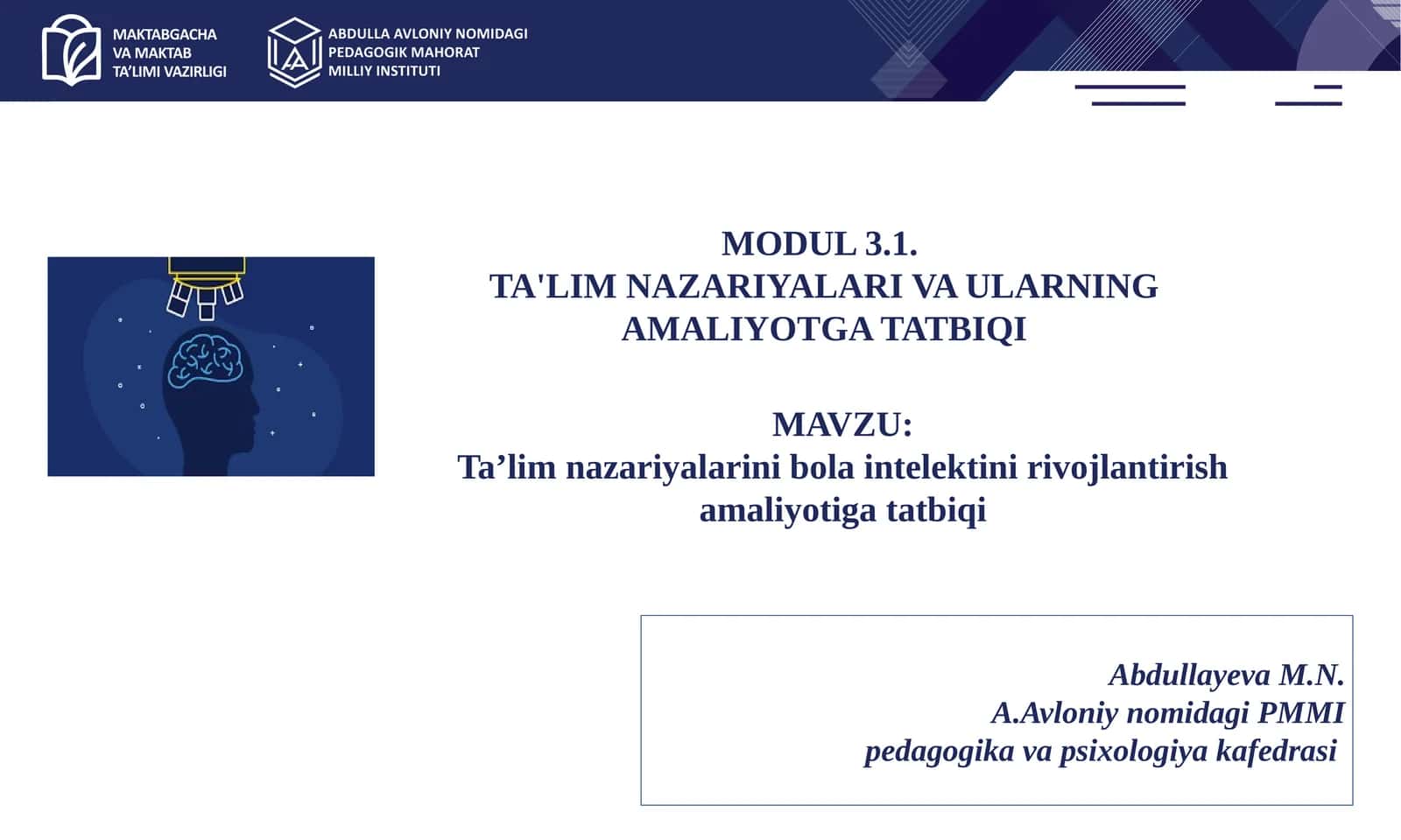 Ta’lim nazariyalarini bolaintelektini rivojlantirish amaliyotiga tatbiqi 1