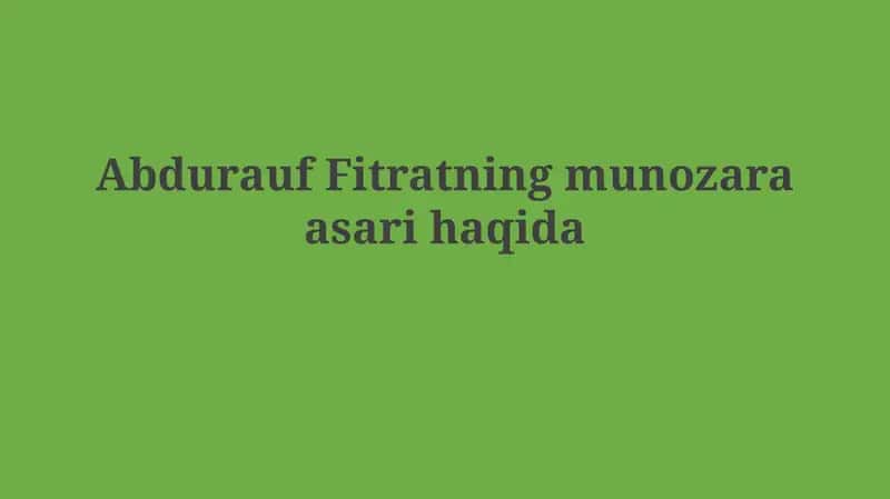 Fitratning "Bahs" asari 1