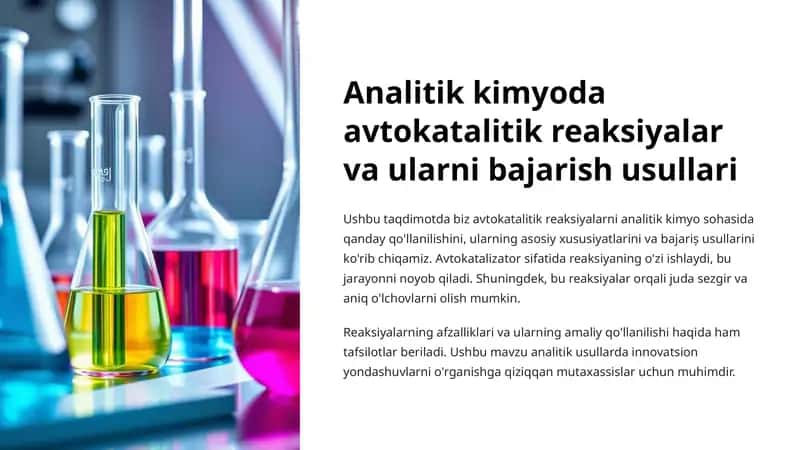 Analitik kimyoda avtokatalitik reaksiyalar va ularni bajarish usullari 1
