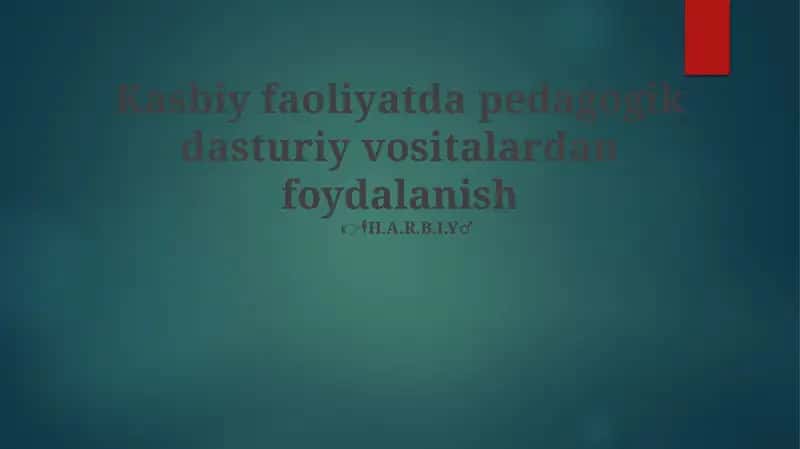 Pedagogik Dastur: Mutaxassislar Uchun Yangi Maydon 1