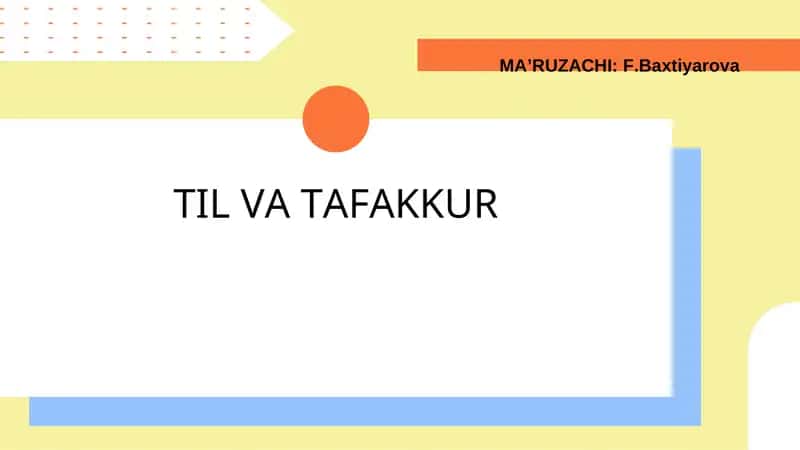 TIL VA TAFAKKUR 1