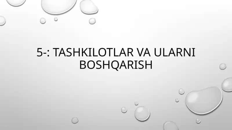 Tashkilotlar va ularni boshqarish 1