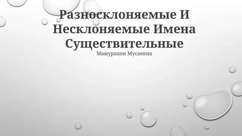 Разносклоняемые И Несклоняемые Имена Существительные 1