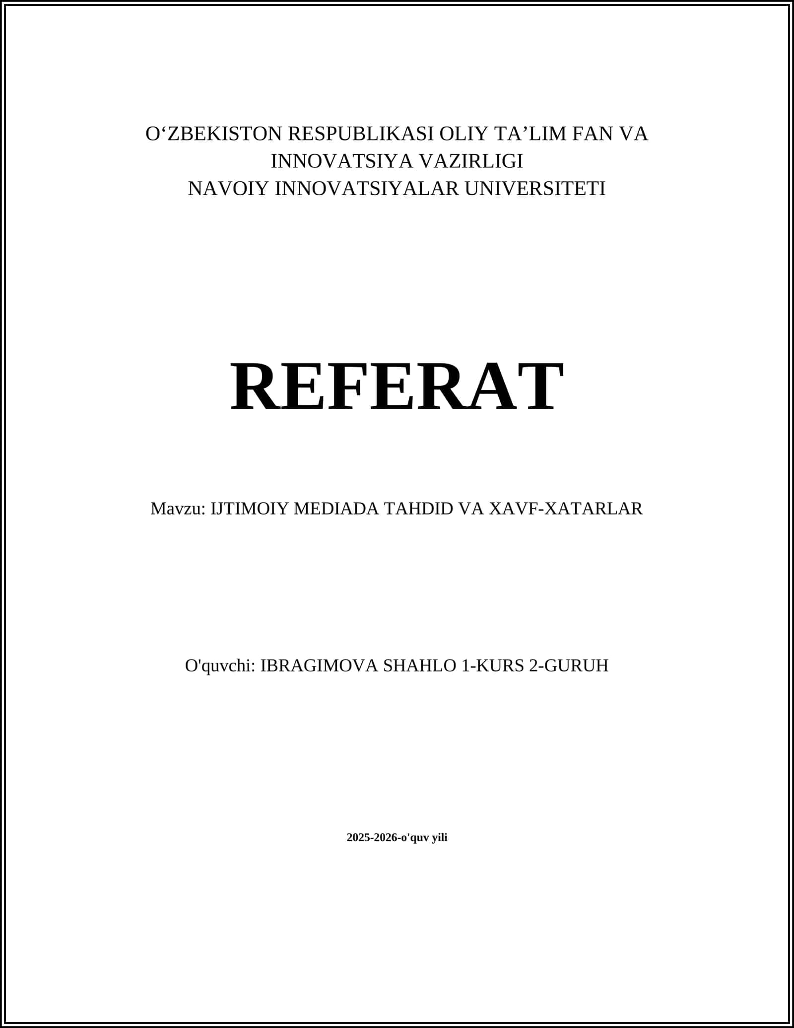 IJTIMOIY MEDIADA TAHDID VA XAVF-XATARLAR 1