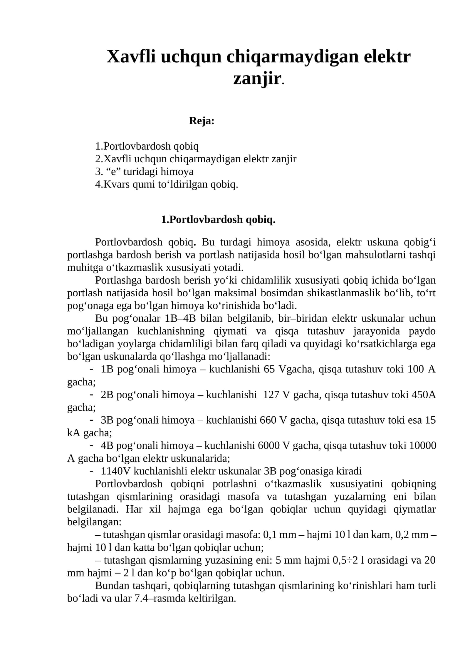 Xavfli uchqun chiqarmaydigan elektr zanjir 1