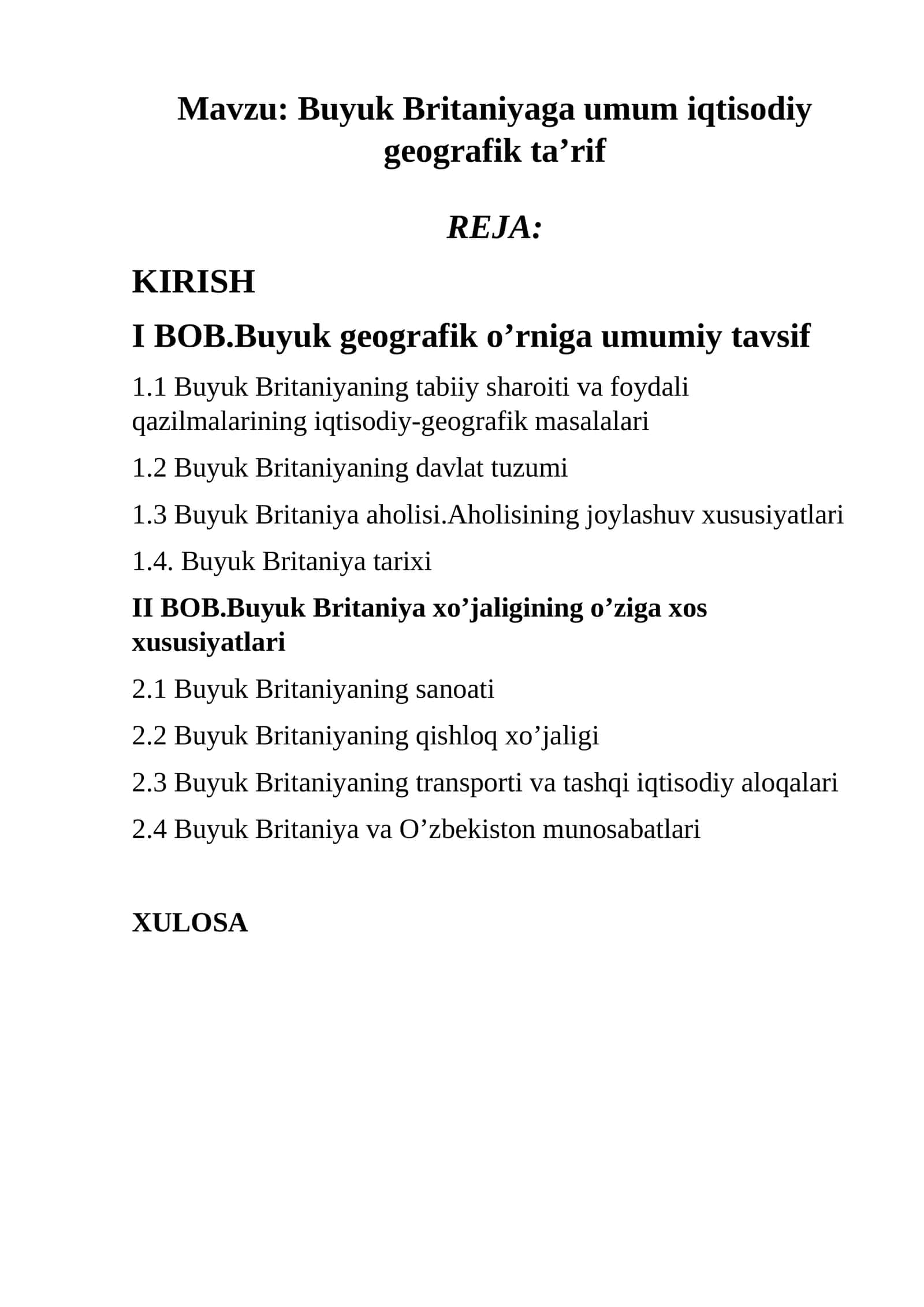 Buyuk Britaniyaga umum iqtisodiy geografik ta’rif 1