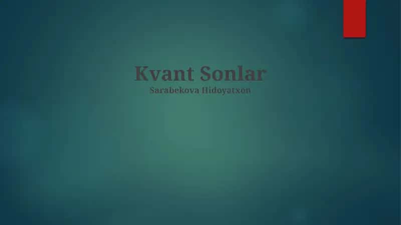 Kvant Sonlar 1