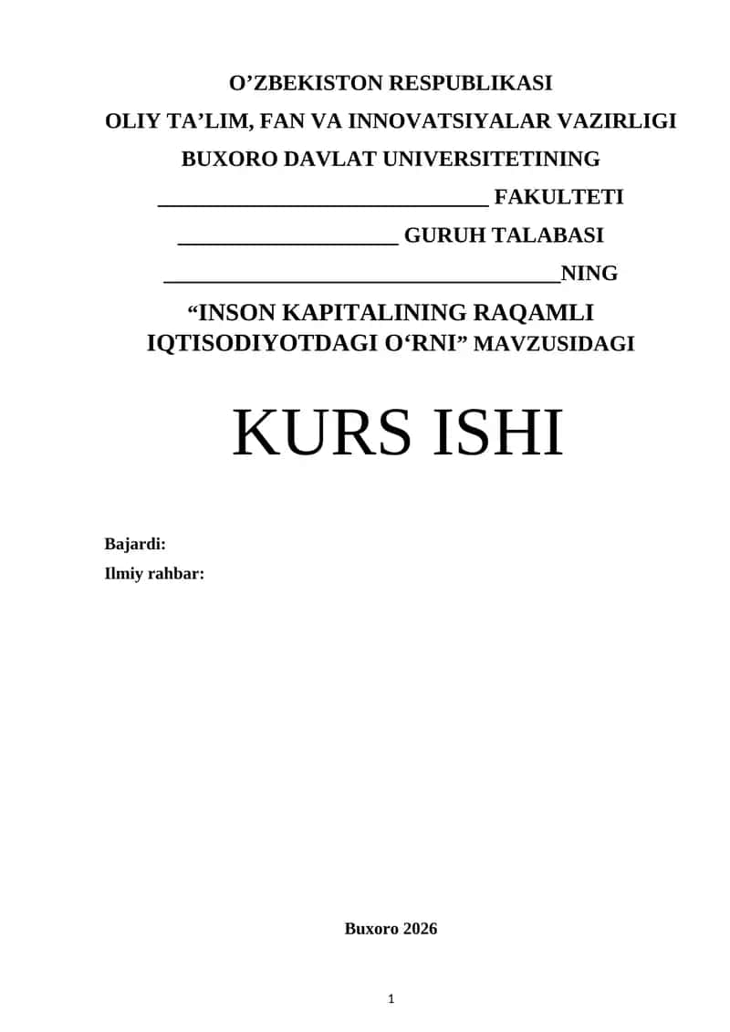 Inson kapitalining raqamli iqtisodiyotdagi o‘rni 1