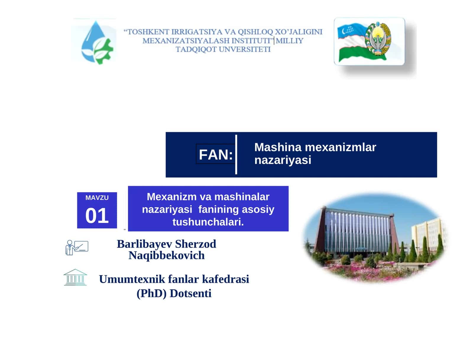 Barlibayev Sherzod Naqibbekovich - Mashina Mexanizmlar Nazariyasi 1