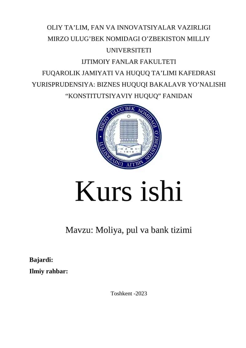 Moliya, pul va bank tizimi 1