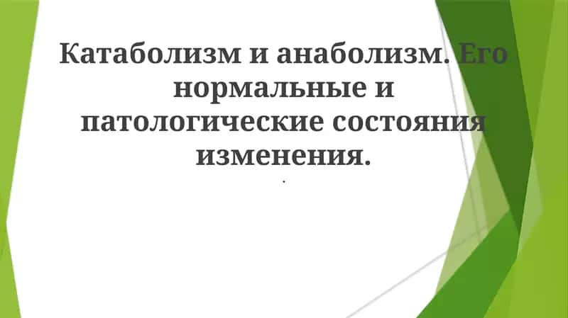 Катаболизм и анаболизм. Его нормальные и патологические состояния изменения 1